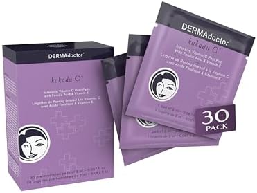 DERMAdoctor Exfoliating Toner Pads, Glycolic Acid Face Peel Pads, 30 Pack