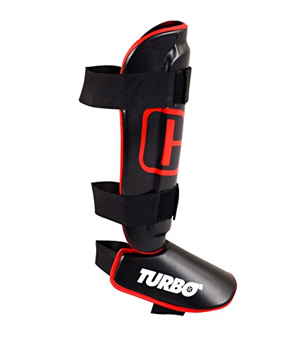 Combat Corner Turbo Shin Guards Black/Red, Small/Medium
