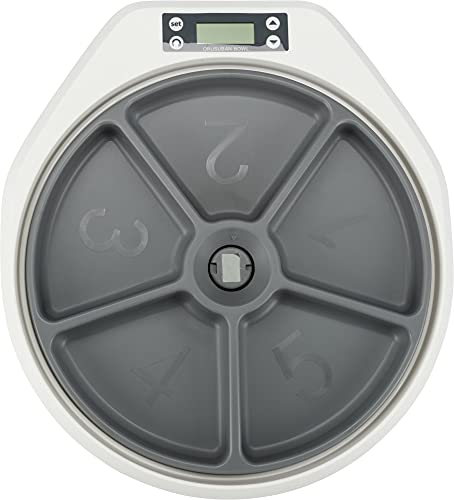 TRIXIE einstellbarer Futterspender 'Futterautomat TX4+1, 5 × 0,25 l/34 × 6 × 39 cm, weiß/grau' - 24384