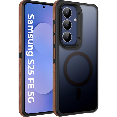 Image of A rtistque Compatible with Mag-Safe Frosted Ultra Matte Back Cover Case for Samsung Galaxy S25 FE 5G | Smooth Sides Grip | Protective Design | Raised Camera Edges | Samsung S25 Fe Back Cover - Brown