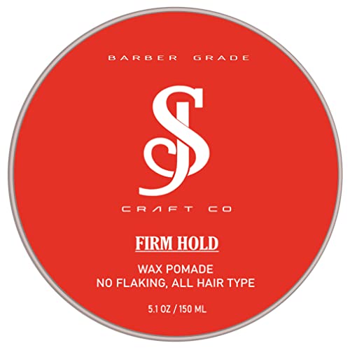 Pomade 5.1oz 150ml - SJ Craft Co Wax Pomade - Original Firm Hold - Medium Shine Semi-Matte â€“ Edge Control Transparent Color Men Hair Styling Product Barber Grade â€“ Water Based Soluble Fresh Scented â€“ All Hair Types No Flakes Re-Workable Adds Vo
