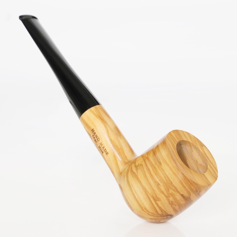 Heysong Pipes Handmade in Olive Wood Pipe fit 9mm Filters- Smooth Design Collectible HSAB0003