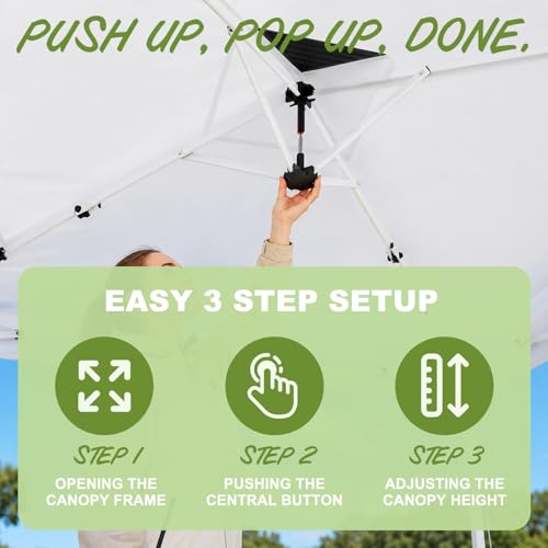 Suteck 10x10 Pop Up Canopy Tent, One-Push Easy Setup Instant Canopy with Vented Top, Waterproof UV Protection, 3 Adjustable Heights for Camping, Party, Beach & Outdoor Events by Suteck - Used condition - Image 4