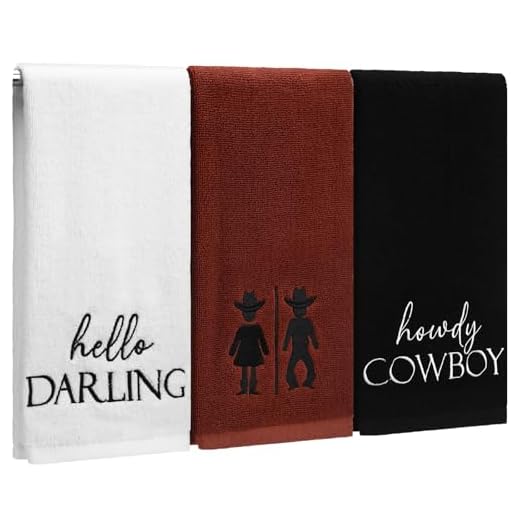 CrystalSylara 3 Pcs Western Hand Towel for Bathroom 13.3" x 29.5" Cotton Embroidered Decorative Cowboy Kitchen Towels Farmhouse Rustic Gifts for Christmas Housewarming Bathroom Accessories House Decor