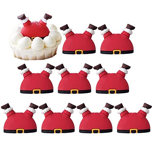 Ppmter 10 Adornos Navideños para Cupcakes, Feliz Navidad, Papá Noel, Ideales para Decorar Tartas En Fiestas Navideñas.