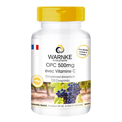 OPC 500 mg - d'extrait de pépins de raisin avec 500mg OPC & 100mg Vitamine C - hautement dosé - végétalien - 120 comprimés | Warnke Vitalstoffe - Qualité des pharmacies allemandes