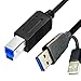 YOTETION Long USB3.0 Printer B Cable 30FT, USB-A Male to USB-B 3.0 Male Upstream Cord Compatible with Docking Station, External Hard Drivers, Scanner, Printer with Hp, Canon, Brother and More