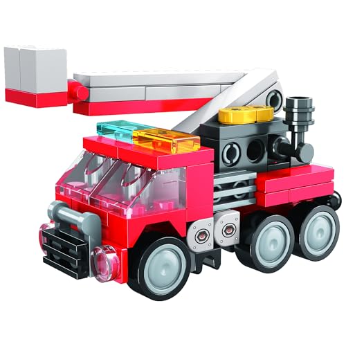 Image of 8-in-2 Fire Vanguard Fire Ladder Truck (88 Pieces) | Learn About Fire Fighters | Building Block Set for Kids Age 6+ | STEM Educational Toy | Build, Collect & Create Robot or Fire Truck
