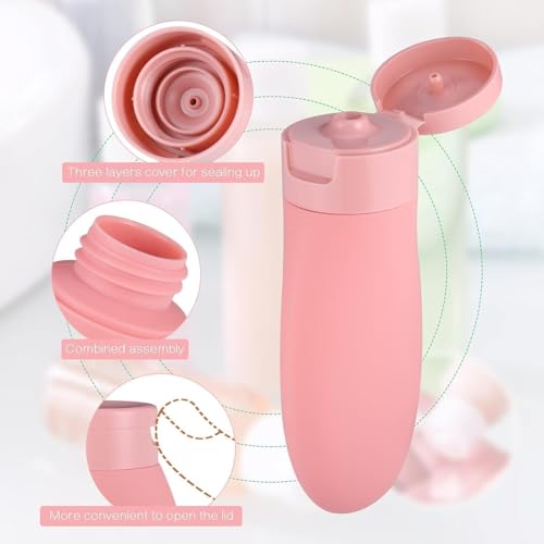 Image of Pack of 3 Refillable Travel Bottles for Toiletries Silicone Container for Cream, Shampoo Hand Wash, Lotion Storage Bottle Travel Accessories Leak Proof (60 ML)
