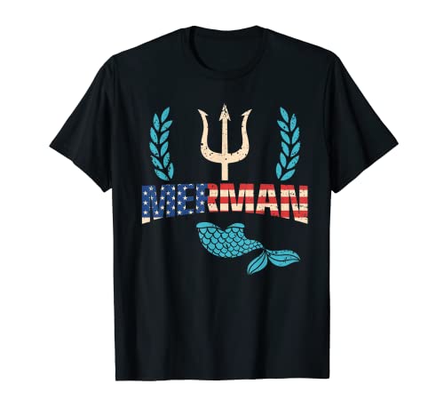 Hombre Merman - Merdad Sirena Fiesta Natación Olas del Mar Camiseta