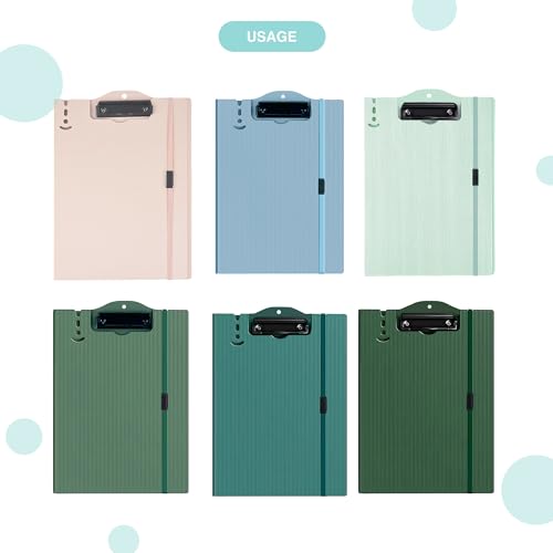 Image of oddpod Vertical A4 Plastic Clipboard with Elastic Strap /Multi-Function Document Paper Storage File Folder with Outer Cover for Students & Professionals - Mint Green