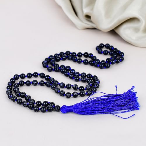 Collier Mala d'exception en pierre de soleil AAA véritable fait main
