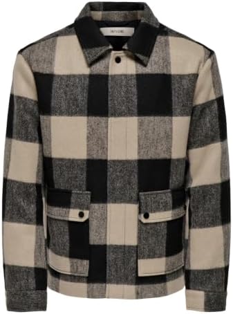Only & Sons Herren Onsconnor Life Check Jacket OTW, Silver Lining, l