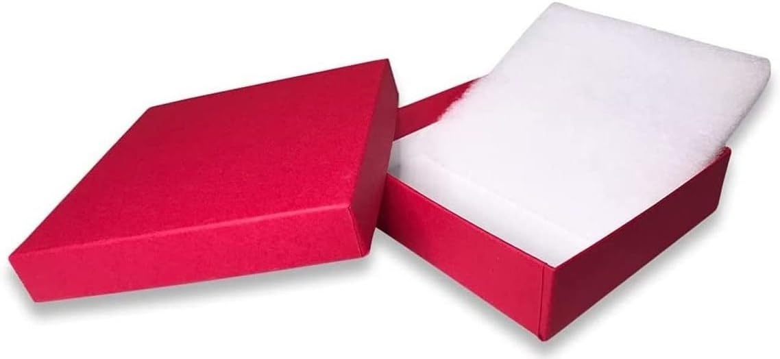 RJ Displays 6 Pack Cotton Filled Red Color Paper Cardboard Jewelry Boxes for Necklace, Bracelet boxes, Watch & Small Gifts box, Jewelry Gift Boxes Size 3 1/2" x 3 1/2" x 1" Inch - (Red) image 4