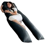 Bedding Home Charcoal 12ft Pregnancy Pillows For Sleeping | U Shaped Maternity Support Full Body Pillow | Cuddle Cushion Side Sleeper Long Pillow for Pregnant Women (12ft U Pillow, Charcoal)