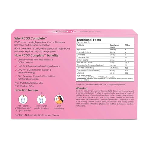 Image of PCOS Complete | Myo-Inositol 2000mg, D-Chiro Inositol (40:1), NAC, CoQ10 | Weight Management, Hormonal Balance, Period Cycle, Skin & Hair | PCOS Supplement & PCOS Drink for Women | Pack of 2 | 30 X 2 Sachets |