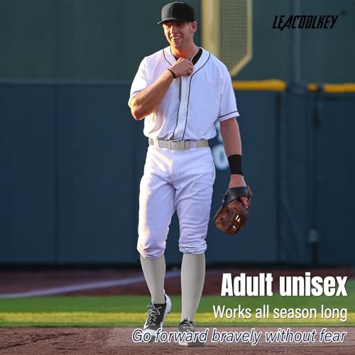 Image of LEACOOLKEY Baseball Belt and Socks Combo Set Adjustable Softball Socks and Elastic Belt for Youth and Adult