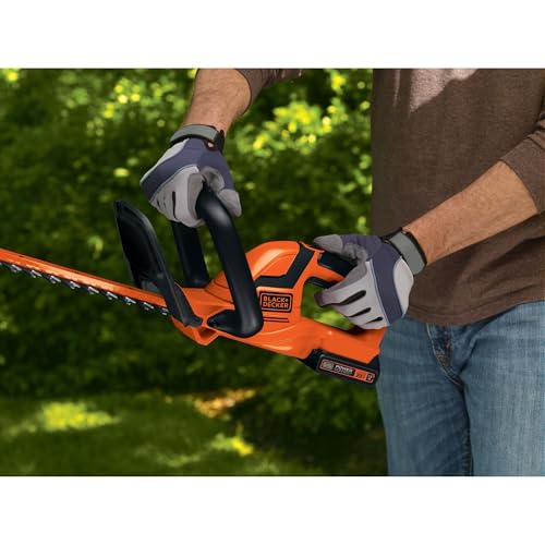 BLACK+DECKER 20V MAX Cordless Hedge Trimmer, Battery and Charger Included, 22 Inch Steel Blade Lightweight Bush Trimmer, Soft Grip, Less Vibration (LHT2220) - Thumbnail 6