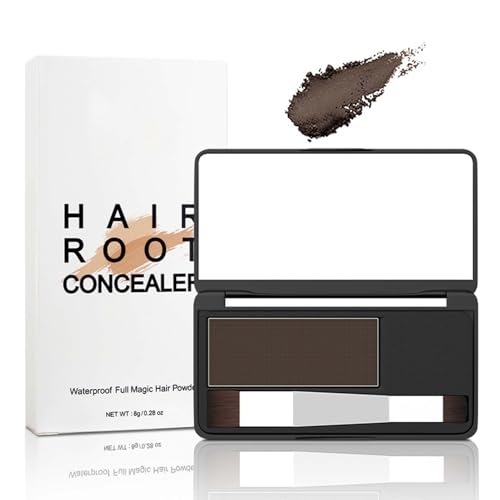 Ansatzpuder Mittelbraun, Langanhaltend Haaransatz Puder für Frauen & Männer, Wasserfest Haarpuder Ansatz Kaschieren für Dünne Stellen & Kahle Stellen, Hairline Powder als perfekten Haar Concealer, 8g