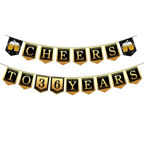 36th Happy Birthday Banner, 36 Year Old Birthday Decorations for Women or Men, Amazing Party Bunting Decoration, Hanging Decor for Her or Him
