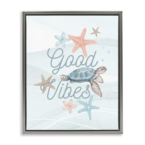 Underwater Sea Life Good Vibes, 24 x 30 Inch Canvas in Floater Frame