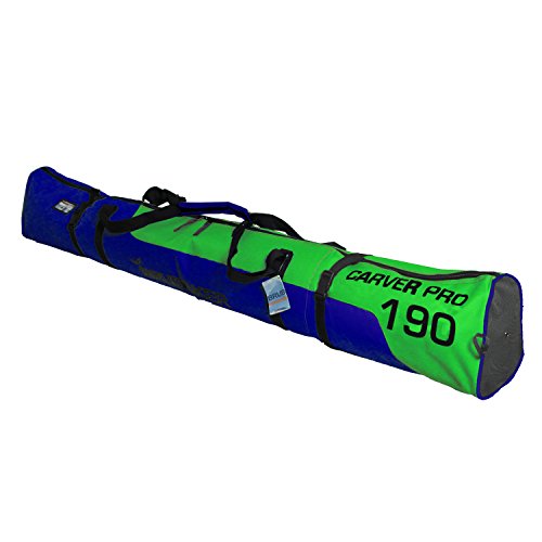 BRUBAKER 'Carver Pro 2.0' Bolsa Porta Esquís - Bolsa Deporte De Nieve para Transportar Un Par De Esquís Y Bastones - Azul/Verde - 170 cms.