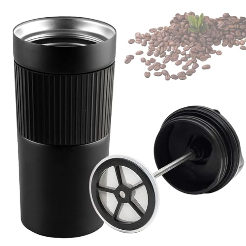 Lista de Termo Cafetera , tabla con los diez mejores. 46 ALIYU Termo Prensa Francesa para Cafe con Filtro, Termo para cafe con tapete antideslizante y tapa hermética, Mantiene la Temperatura hasta 6 Horas, Libre de BPA (Negro)