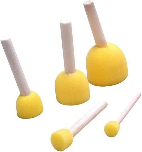 Miniatura 6 de EXCEART 40 pinceles redondos de esponja para niños, herramientas de pintura versátiles para artes, manualidades, proyectos para plantillas,