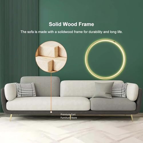 Image of Velvet Contemperory Sofa with Cushion Chaise Lounge Sectional Sofa Perfect for Living Room & Bedroom Guests Home & Office (Velvet Grey & Cream), 3 Seater