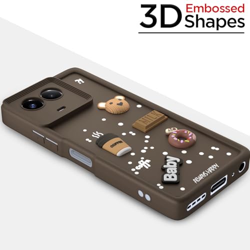 Image of Outlouders Back Cover for Realme 11 / 11X 5G / Narzo 60X 5G | 3D Cartoon Bear Cute Fun Silicone Full Body Protection Bumper Case (Brown)
