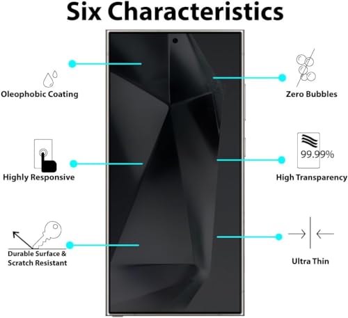 Image of QsmQam Anti-Spy(Privacy),UltraSonic Fingerprint Unlock, 9H Hardness Edge-to-Edge Tempered Glass Screen Guard Compatible With Samsung Galaxy S24 Ultra(Pack of 2)
