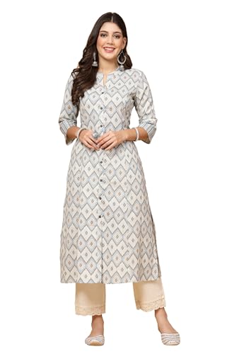 Image of Pistaa's Women's Cotton Relaxed Fit A Line Floral Print A-Line Kurta