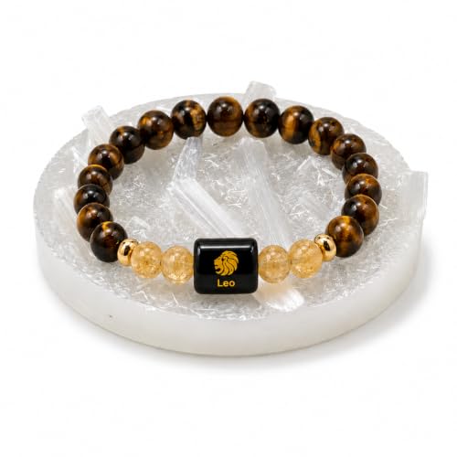Image of Zodiac Crystal Bracelet with Raw Selenite Plate for Men & Women | Aries, Taurus, Gemini, Cancer, Leo, Virgo, Libra, Scorpio, Sagittarius, Capricorn, Aquarius & Pisces Rashi Bracelet | Astrology Healing Crystal Gift