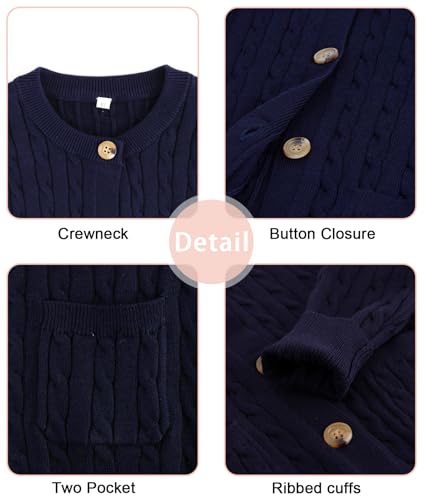 Girls Cardigan Long Sleeve Button Front Sweater Toddler Kids Knit School Uniforms Sweaters with Pockets 3-12 Years