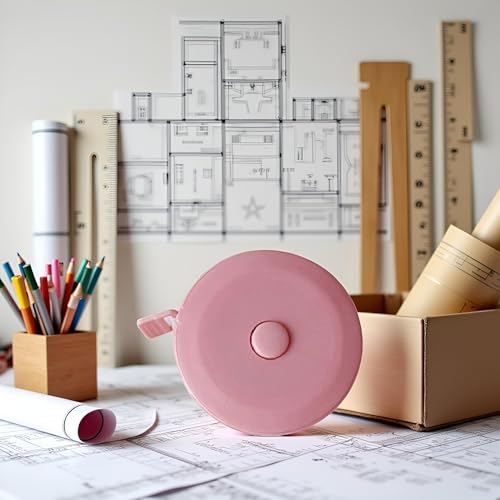 Cinta métrica retráctil portátil rosa 150 cm miniatura 2