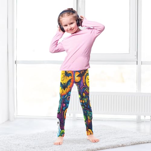Halloween Colorful Hand Drawn Girls Casual Leggings for Kids Printed Long Pant Bottoms Stretch and Soft4