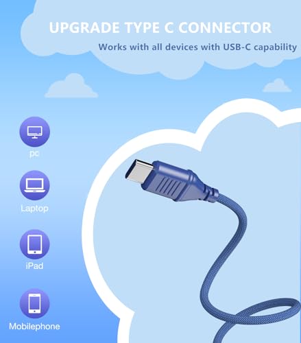 Upgrade USB Type C Kids Headphone for School, 94dB Safe Volume Limited, HD Stereo Sound, Foldable Lightweight On-Ear Headphones for Boys/Girls/Students/Tablet/Travel (Dark Blue) - Image 3