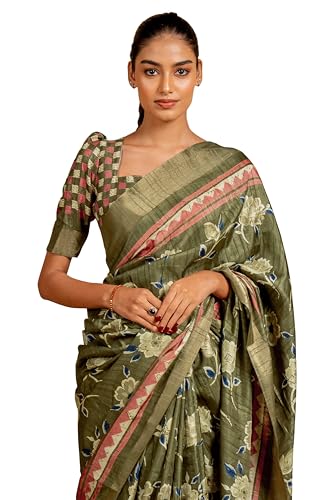 Image of MIRCHI FASHION Saree for Woman | Art Silk Floral Printed Ethnic Occasional Sari with Blouse
