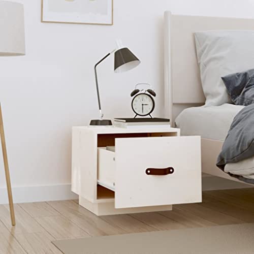 Table de nuit en bois de pin massif blanc style rustique de qualité - 4
