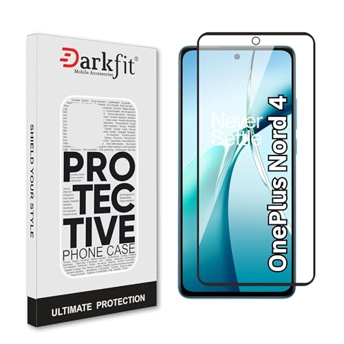 Image of DARKFIT Tempered Glass Premium Screen Protector Compatible for OnePlus Nord 4 | Edge to Edge Coverage with Easy Installation Kit | Scratch Resistance | HD Clear Glass (Black Border) | Pack of 1