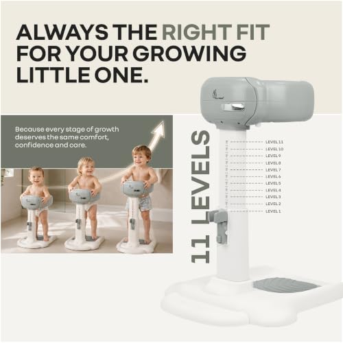 Image of R for Rabbit Fun Time Aqua Hug Bath Stand for Kids 9-36 Months | Baby Bath Stand with Adjustable Height, Anti-Skid Base & Shower Rack | Multipurpose Use for Bathing, Dressing & More (Metallic Grey)