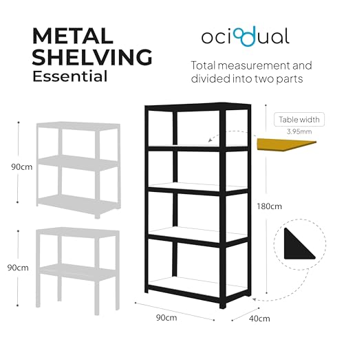 OcioDual Estanteria Metalica Azul Essential, Estanteria Almacenaje Trastero, 180x90x40cm, Estante Cocina, Estanterias Almacenaje Trastero, Estanterias Metalicas Sin Tornillos - imagen 2
