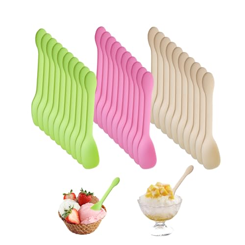 WACH AUF 300 Piezas Cuchara Cucharita Reutilizables Mini Cucharas Cucharas DegustacióN Cucharas Duraderas Mini Cucharas Para Tartas CumpleañOs O Camping (Verde, Amarillo, Rosa)