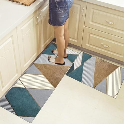 Image of Kitchen Anti Slip Mat for Floor, Waterproof Washable Kitchen Mats, Non Slip Kitchen Floor Mats for Home, Soft Mats for Kitchen, Kitchen Mats for Floor Anti Slip (Peacock Colour)