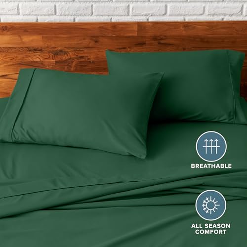Image of Bare Home Microfiber Pillow Cases - Standard /Queen Size Set of 2 - Cooling Pillowcases - Double Brushed - Forest Green Pillowcases 2 Pack - Easy Care (Standard Pillowcase Set of 2, Forest Green)