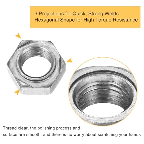 QUARKZMAN 20 Stück Sechskant-Schweißmuttern, M14x2mm Kohlenstoffstahl Sechskantmuttern mit 3 Vorsprüngen Maschinenschraube für DIY-Heimreparatur Maschinen, Silber