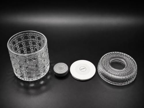 Image of IndElite Luxury Rotating Whiskey Glass | Crystal Cut Spinning Whisky Glass with LED Light Coaster | Premium Barware Gift for Men & Whiskey Enthusiasts (Pack of 1)
