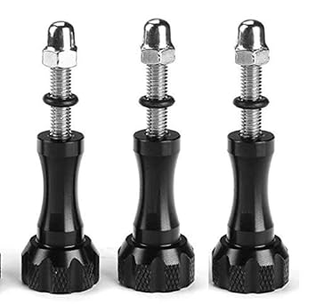 SIDRUM Long Aluminium Thumbscrew for GoPro Hero, DJI OSMO, Sjcam Yi, Eken and All Other Action Cameras (Set of 3 Screws- Black)