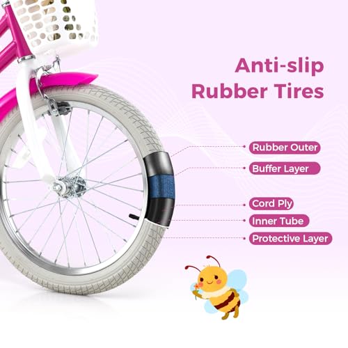 Image of BABY JOY Girls Bike with Streamers & Doll-Seat, Kids Bike for 3-8 Years Old