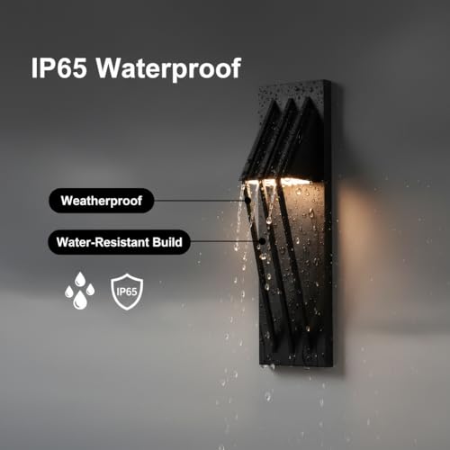 Image of Hyunbae Outdoor Wall Sconce,17.7inch Modern Exterior Lighting Fixture Waterproof, 10W Dimmable LED Outdoor Porch Lights for House Garage Patio, Black, 3000K